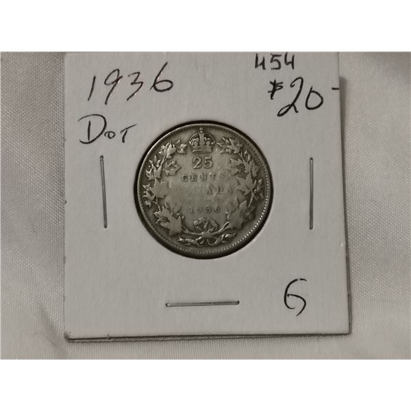 1936 Silver 25¢ - Key Date