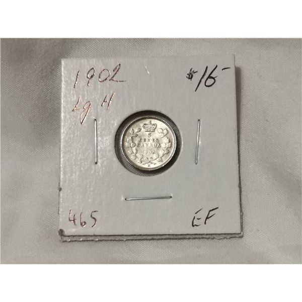 1902 Large H Silver 5¢