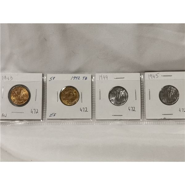 1942, 43, 44, 45 War Time High Grades 5¢ Coins