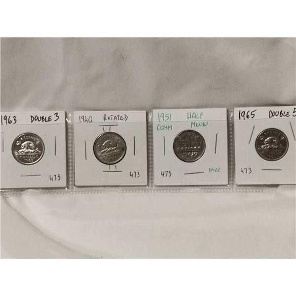Four Error 5¢ Coins