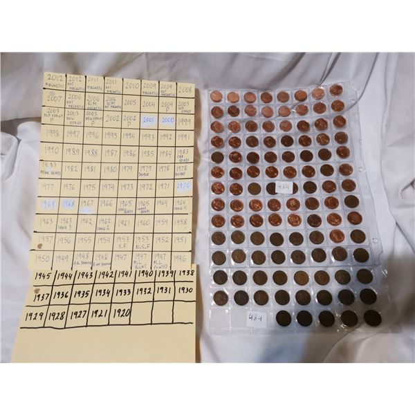 1920-2012 set of all different 1¢ Coins - over 100