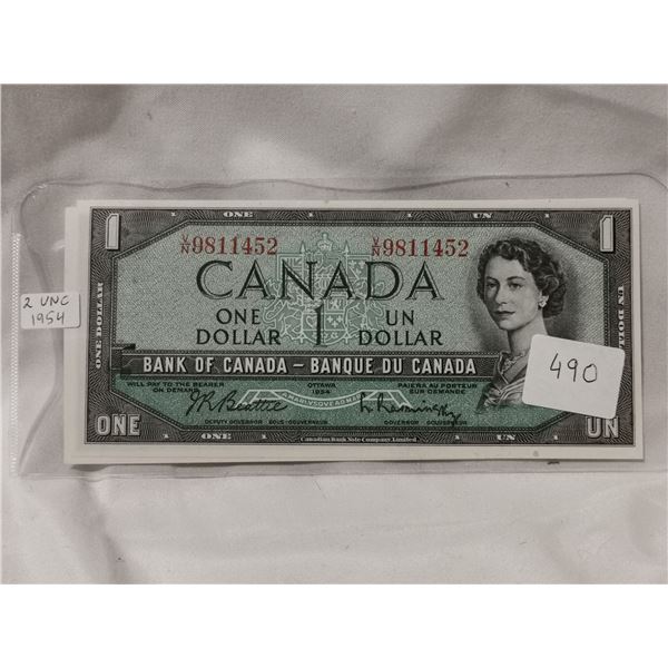 Two UNC 1954 $1 Bills