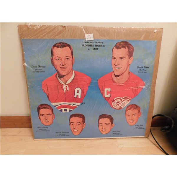 1959-60 NORRIS & HART TROPHY WINNERS POSTER 14x17”