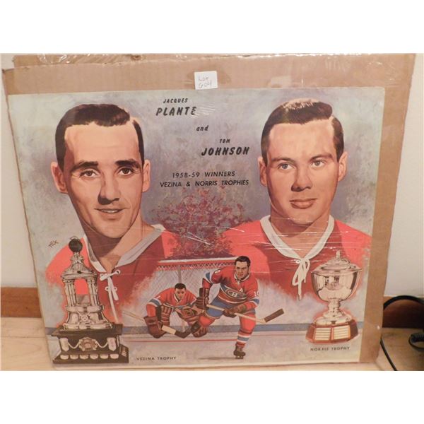 1958-1959 VEZINA & NORRIS TROPHY WINNERS POSTER 14x17”