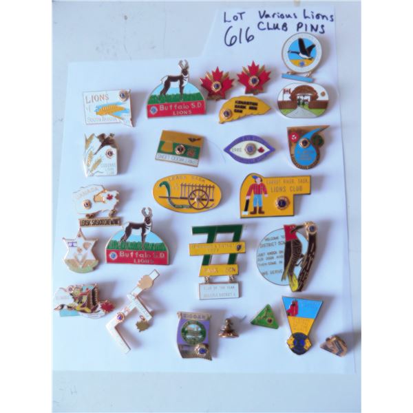 LOT 616 LIONS CLUB LAPEL COLLECTOR PINS