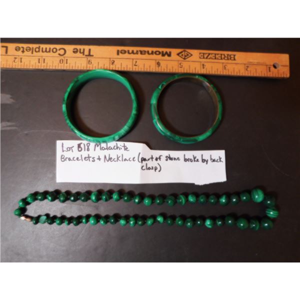 LOT 618 SOLID MALACHITE BRACELETS & NECKLACE SEE PHOTO