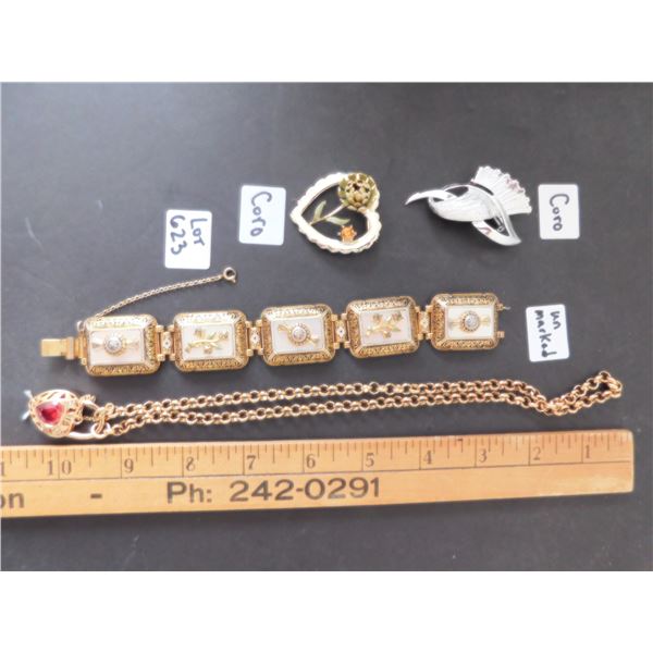 LOT 623 CORO AND UNMARKED JEWELRY