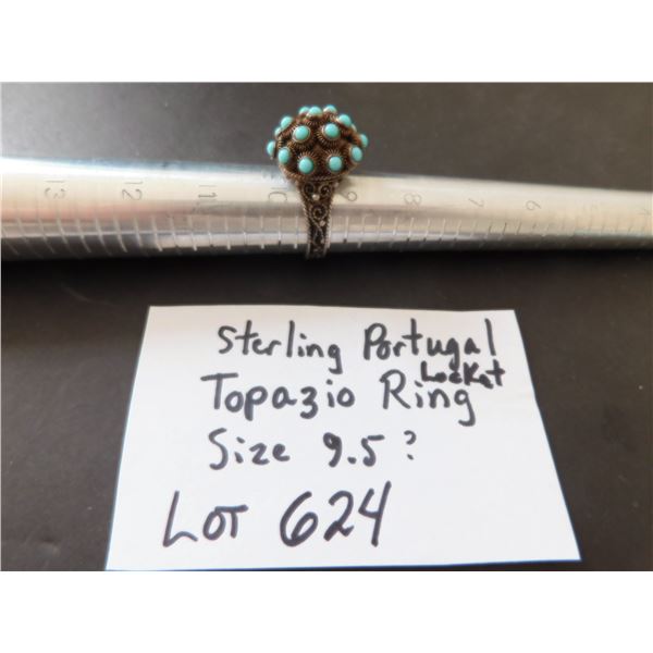 LOT 624 STERLING PORTUGAL TOPAZIO LOCKET RING