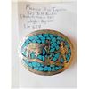 Image 1 : LOT 627 MEXICO 925 MARKED PRESSED TURQUISE BELT BUCKLE 86 GRAMS