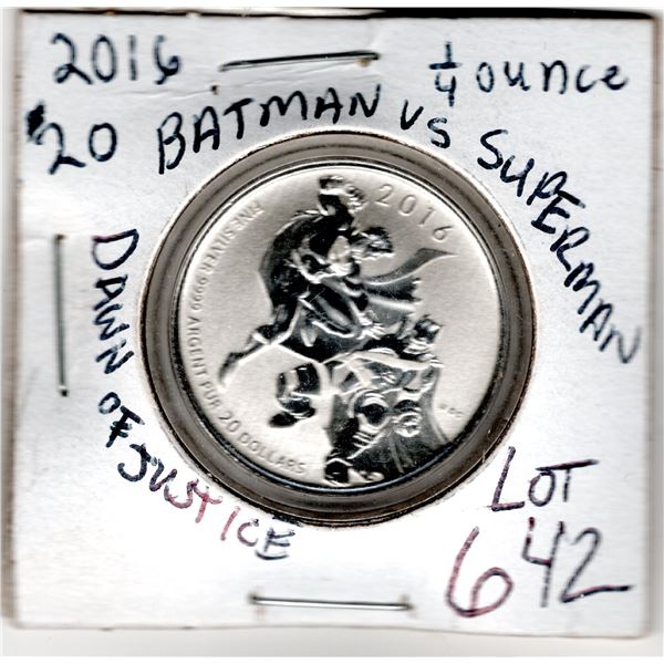 LOT 642 2016 DAWN OF JUSTICE $20 ¼ OZ BATMAN VS SUPERMAN