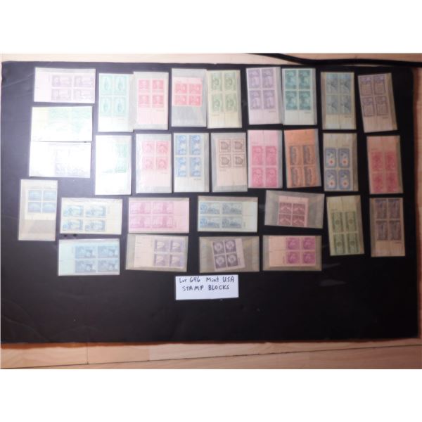 LOT 646 MINT USA MINT BLOCKS IN GLASSINE ENVELOPES