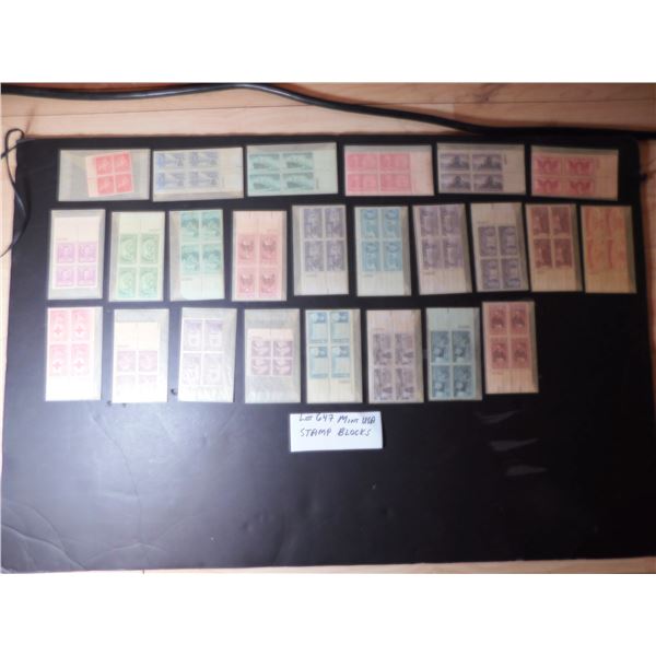 LOT 647 MINT USA MINT BLOCKS IN GLASSINE ENVELOPES