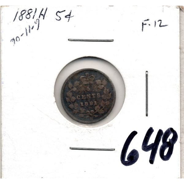 LOT 648 1881H FIVE CENTS