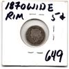 Image 1 : LOT 649 1870 WIDE RIM FIVE CENTS