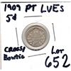 Image 1 : LOT 652 1909 PTD LVS C/B TIE 5 CENTS