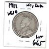 Image 2 : LOT 665 1911 KEY DATE FIFTY CENT PIECE LOW MINTAGE