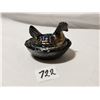 Image 1 : Miniature Dark Carnival Glass Hen on Nest, 2.5in.
