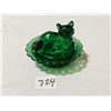 Image 1 : Miniature Green cat on Nest, 2.75in.