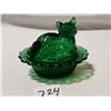 Image 2 : Miniature Green cat on Nest, 2.75in.
