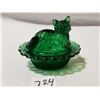 Image 3 : Miniature Green cat on Nest, 2.75in.