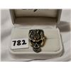 Image 1 : Huge Skull Sterling Silver Ring, Blue Stone Eyes