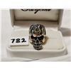 Image 2 : Huge Skull Sterling Silver Ring, Blue Stone Eyes