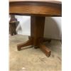 Image 4 : Round Oak Pedestal, Dining Table c/w Leak, 44in. Round, 10in. Leak