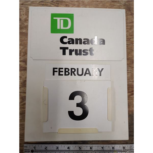 TD Canada Trust Calendar Sign