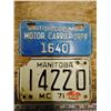 Image 1 : 1974 BC Motorcycle Plate & 1971 Manitoba Motorcycle Plate