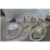 Image 1 : Large Lot of Glassware w/ Metal Serving Trays