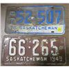 Image 1 : 2 x Saskatchewan License Plates (1976 + 1949)