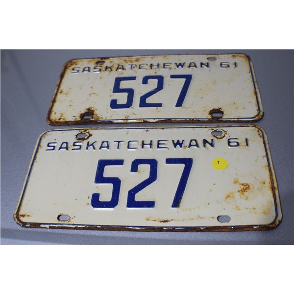 1961 Set of Saskatchewan 3 Digit License Plates