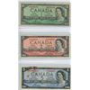 Image 1 : 3 1954 Canadian bills - $1.00, $2.00, $5.00