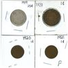 Image 1 : 4 Canadian coins - 1919 25¢, 1920 1¢ (lg & small) & 1921 1¢