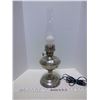 Image 1 : Nickel Plated Aladdin Lamp & Glass Shade - Converted to Electricity (Working)