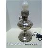 Image 2 : Nickel Plated Aladdin Lamp & Glass Shade - Converted to Electricity (Working)