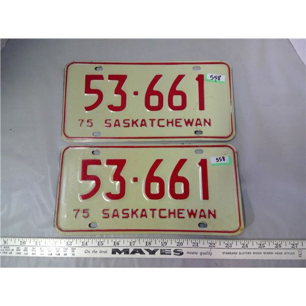 Pair of 1975 Saskatchewan Plates