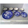 Image 1 : Blue Willow - Authentic - 3 Plates, 2 sm. Bowls, 1 saucer, 4 Cups