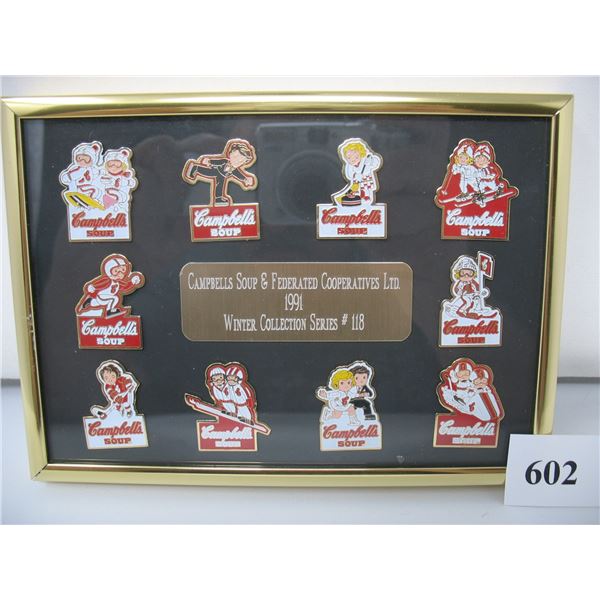 1991 Campbell's Soup Framed Set Lapel Pins