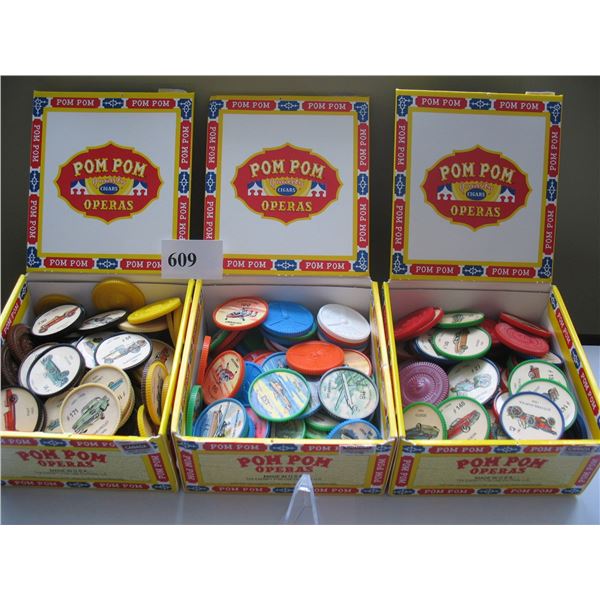 Cigar Boxes with Jello Airplane & Car Coins - 182 Cars & 84 Airplanes