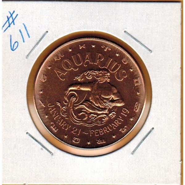 1 OUNCE COPPER  .999 FINE - ZODIAC - AQUARIUS
