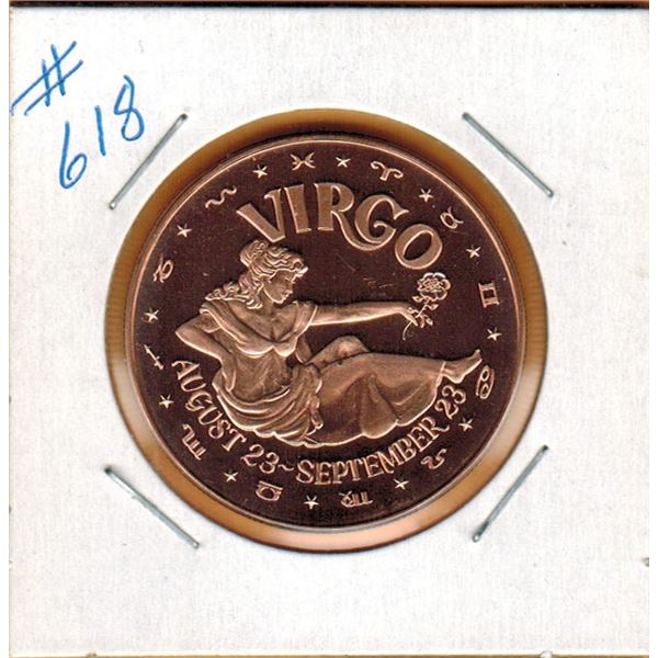 1 OUNCE COPPER  .999 FINE - ZODIAC - VIRGO