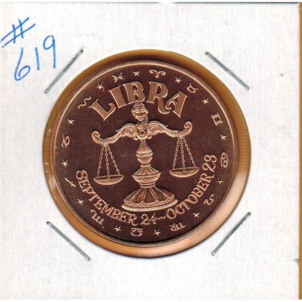 1 OUNCE COPPER  .999 FINE - ZODIAC - LIBRA