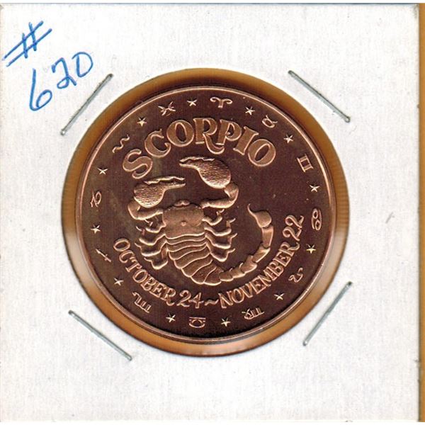 1 OUNCE COPPER  .999 FINE - ZODIAC - SCORPIO