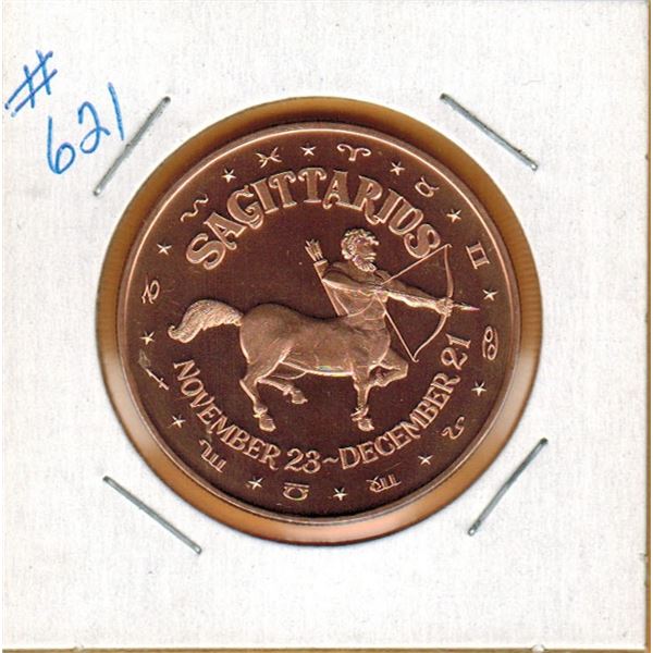 1 OUNCE COPPER  .999 FINE - ZODIAC - SAGITTARIUS