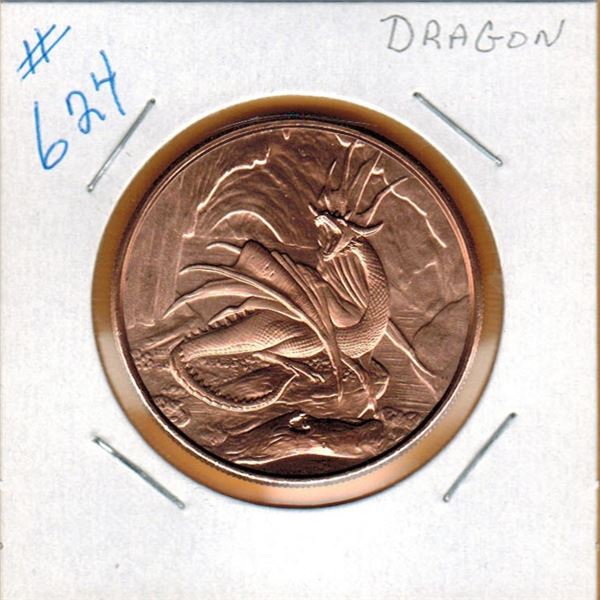 1 OUNCE COPPER  .999 FINE - NORSE MYTHOLOGY - DRAGON
