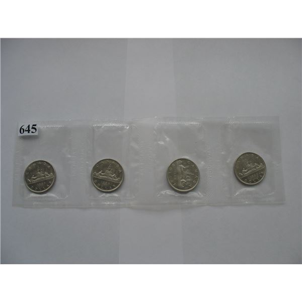 Lot of 4  Uncirculated 1968 Canadian Dollars - Canadian Mint Sealed Package