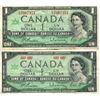 Image 1 : 2 1967 Canadian $1 Bill