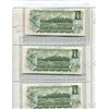 Image 2 : Lot of 3 Consecutive Serial Numbers 1973 Canadian $1 Bill