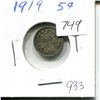 Image 1 : 1919 Canadian 5C Coin